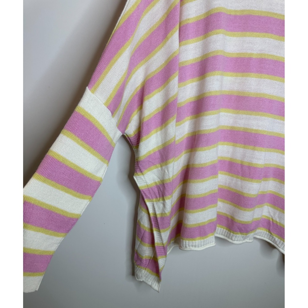 MERSEA Catalina Crewneck Sweater One Size Pink Yellow Striped Oversized Mer Sea - Picture 10 of 12